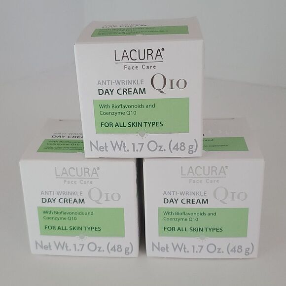 Lacura Face Care Anti-Wrinkle Day Cream Q10 Set of 3 NIB - Picture 1 of 6